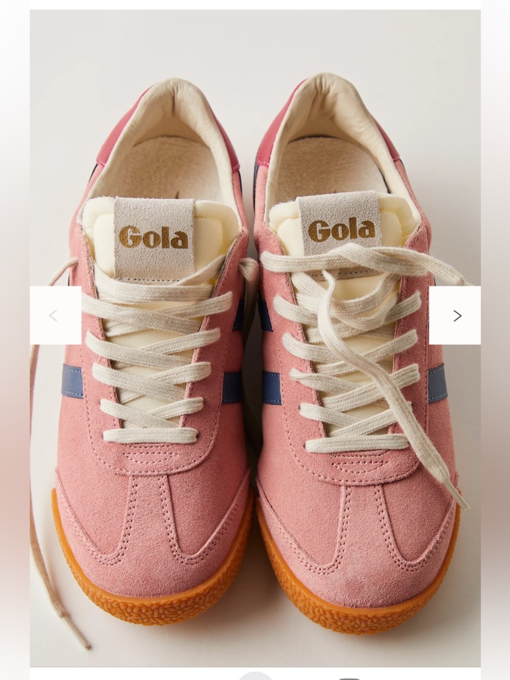 Gola Elan Pink Suede Sneakers with Navy Stripe